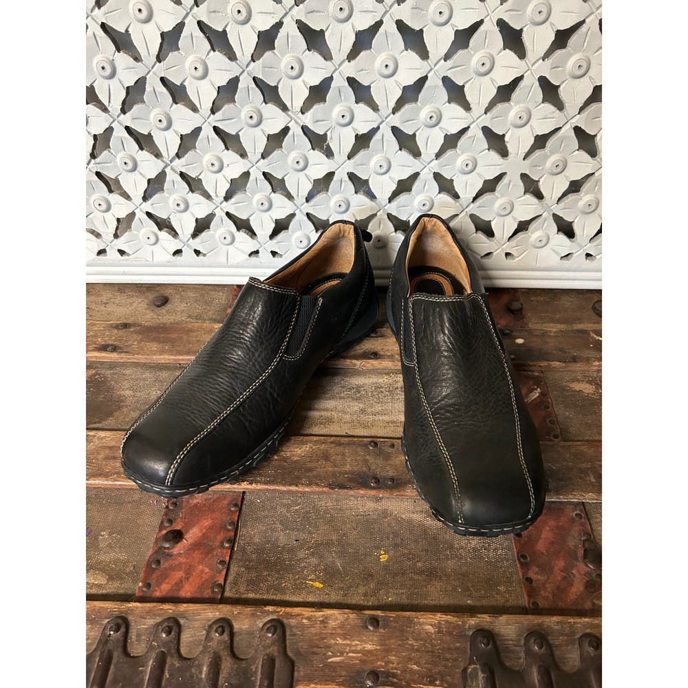 Born Mens Black Leather Slip On Loafers Square Toe Shoes Size 12 / 46
